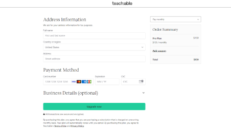 Address Information And Payment Methods