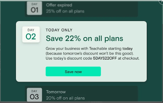 Teachable 22% discount